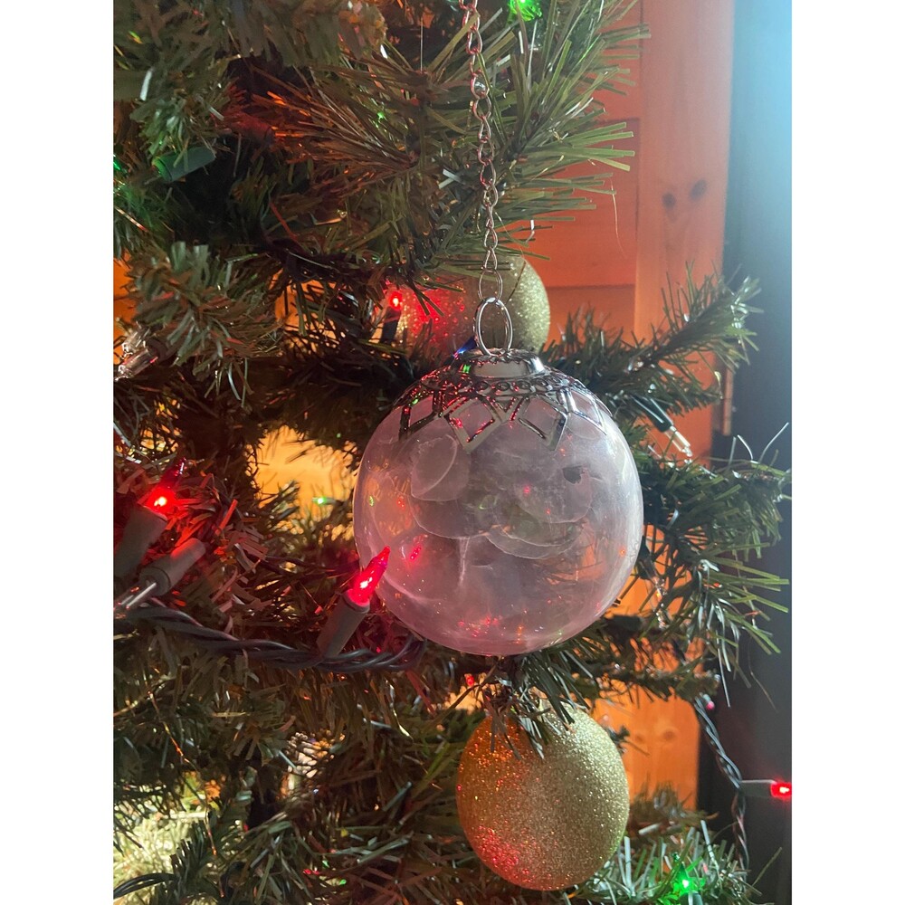 Pink Mottled Glass Ball Kuegel Christmas Ornament Vtg